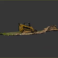 Yellow Tracked Bulldozer Working On Grass And Dirt Construction Site 3d model