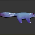 Colorful Blue Purple Animal Figurine With White Patterns Glossy Finish And Reflection Base