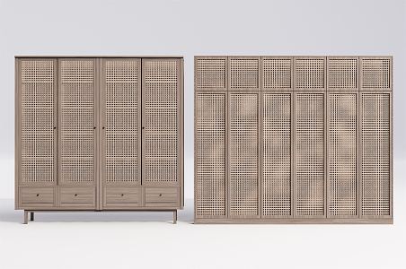 Silky Wardrobe Rattan Wardrobe Solid Wood Wardrobe 3d model