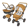 Brown And White Baby Strollers With Modern Design And Comfortable Seats