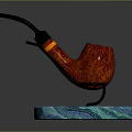Elegant Red Smoking Pipe with Black Stem on Blue Textured Base for Daily Use