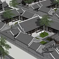 Ancient Chinese Architecture with Multiple Courtyards Gray Tile Roofs and Courtyard Garden Design