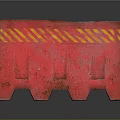 Red Traffic Barrier Featuring Yellow Diagonal Stripes For Road Safety Use