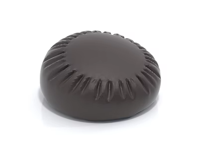 Dark Brown Round Stool Cushion With Padded Surface And Stitched Edges 3d model
