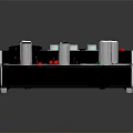 Professional Commercial Audio Mixer with Control Knobs Sliders Buttons and Indicator Lights