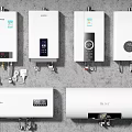 Wall Mounted White Instant And Storage Water Heaters As Daily Electrical Appliances