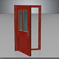 Red Open Wooden Door With Glass Panes For Home Interior Furniture Design