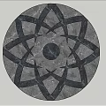 Architectural Floor Component With Circular Center And Symmetrical Geometric Marble Patterns 3d model