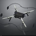 Aerospace Drone With Four Propellers Blue Components And Cables For Space Exploration