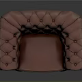 Brown Leather Armchair With Tufted Backrest Seat And Studded Armrests Base