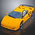 Yellow Sports Car With Sleek Design Black Rear Spoiler And Black Wheels