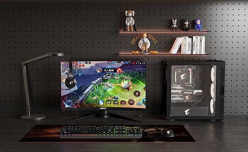 E-Sports Computer Hole Board Storage Rack Desktop Computer Keyboard Mouse Computer Chassis 3d model