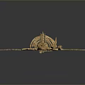 Golden Prehistoric Reptile Skeleton with Detailed Anatomical Structure