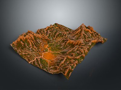 Geography, topography, mountain shape, ridge, ridge, valley, mountain range, canyon, geomorphology, mountain peak, mountain body 3d model