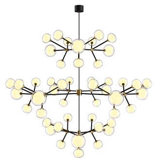 Tooy Multi-head Light Luxury Glass Metal Chandelier Creative Art Multi-head Metal Chandelier Living Room Hall Multi-head Metal Chandelier 3d model