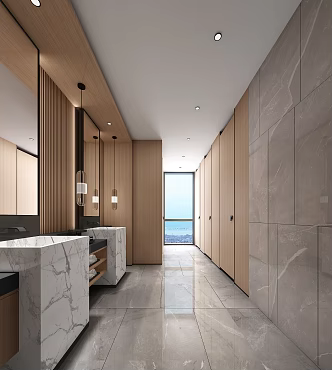 Modern Toilet Public Toilet Male Bathroom 3d model