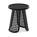 Black Modern Stool with Perforated Mesh Design and Three Legged Base