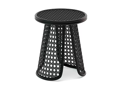 Black Modern Stool with Perforated Mesh Design and Three Legged Base 3d model