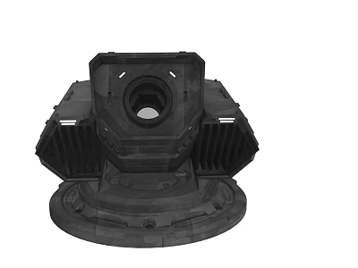 Tactical Weapon Base with Circular Muzzle and Black Reinforced Mechanical Structure 3d model