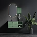 Modern Bathroom Cabinet with LED Mirror Gray Green Design Drawer and Open Shelf