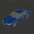 Blue Sedan 3D Render With Sporty Design Shiny Exterior And Black Wheels