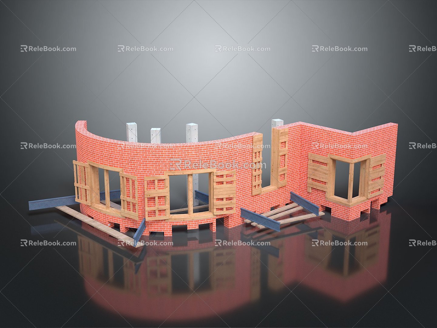 Wall brick wall red brick red brick wall old brick wall old wall outdoor items realistic model 3d model