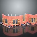 Wall brick wall red brick red brick wall old brick wall old wall outdoor items realistic model 3d model