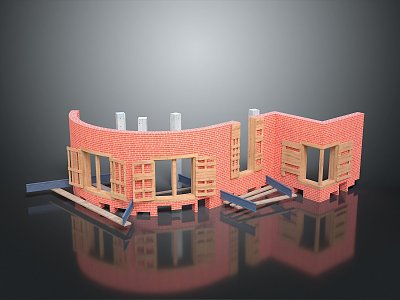 Wall brick wall red brick red brick wall old brick wall old wall outdoor items realistic model 3d model