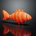 Orange and White Striped Fish Shaped Doll with Round Eyes and Playful Design