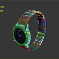 Stylish Modern Fashion Watch With Black Dial And Blue Metallic Strap Design Details
