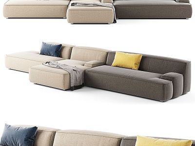 Modern Multi-Person Sofa Two-Person Sofa Casual Sofa Living Room Sofa Leather Sofa Corner Sofa 3d model