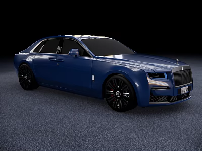 Blue Luxury Sedan With Modern Design Black Alloy Wheels And Front Grille 3d model
