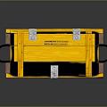 Yellow Wooden Crate With Metal Clasps And Serial Numbers On Surface