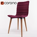 Comfortable Modern Burgundy Vertical Striped Velvet Chair With Light Wooden Legs