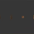 Four Decorative Brown Architectural Columns Displayed Against White Background With Reflective Floor