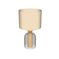 Elegant Modern Table Lamp With White Lampshade Transparent Glass Base And Golden Accents