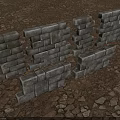 Stacked Stone Walls With Various Shapes And Stone Blocks On Gravel Ground