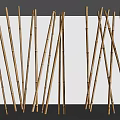 Natural Bamboo Poles Arranged As Indoor Decorative Screen With Soft Lighting