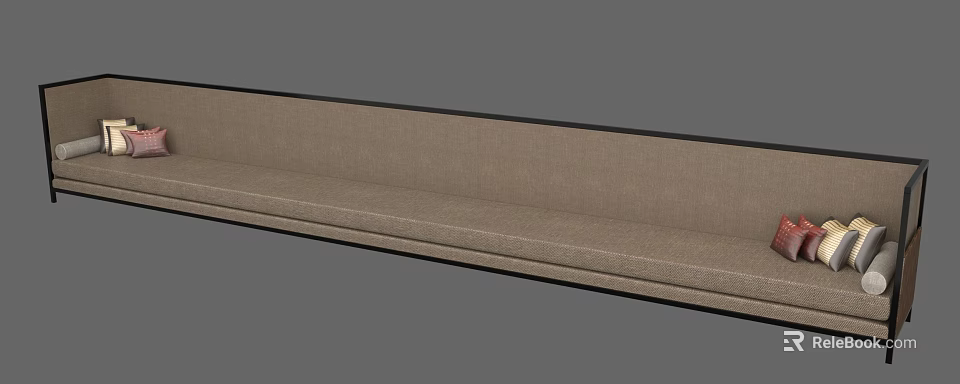 Modern Multi Seat Sofa With Light Brown Fabric And Long Comfortable Design 3d model