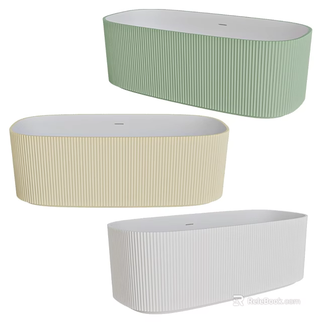 Modern Freestanding Bathtub Design With Vertical Ribbed Texture And Multiple Colors 3d model 