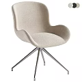 Beige Upholstered Office Chair With Modern Curved Backrest And Sturdy Metal Star Base
