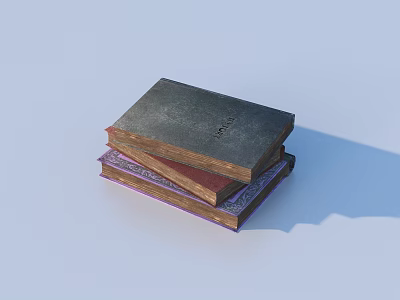 Stack of Assorted Books With Vintage Colorful Covers And Decorative Design Elements 3d model
