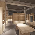 Wenhua Book Store Modern Interior With Wooden Counter And Display Shelves