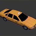 Yellow Taxi Car Exterior With TAXI Sign Black Windows And Roof Light