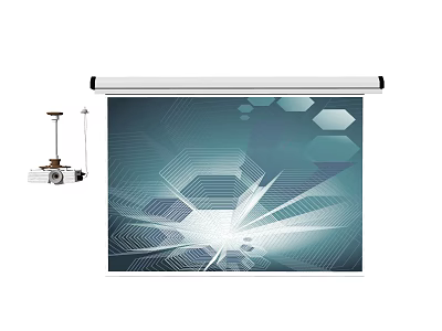 Modern Projection Monitoring System With Projector And Digital Screen Design Elements 3d model