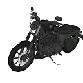 Classic Black Vintage Motorcycle With Round Headlight Leather Seat And Chrome Details