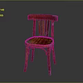Vintage Wooden Single Chair With Red Brown Slatted Back Classic Design