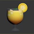 Refreshing Orange Beverage with Ice Cubes Lemon Slice and Green Mint Leaf