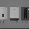 Three Stylish Water Heaters In White Gray And Black With Digital Displays And Knobs