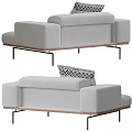 Modern Single Sofa Upholstered with Patterned Pillow and Metal Legs 3d model